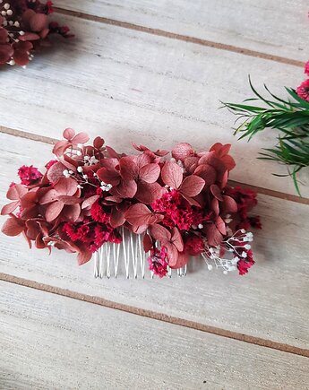 Grzebyk do włosów z hortensja, Mudryk Viktoria Dried Flowers