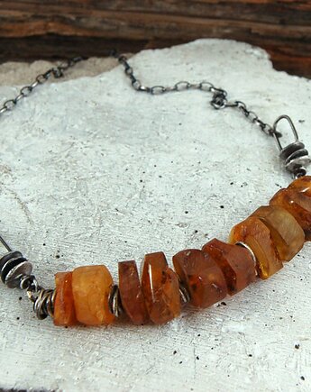 Bursztyn i srebro naszyjnik, mzstudio
