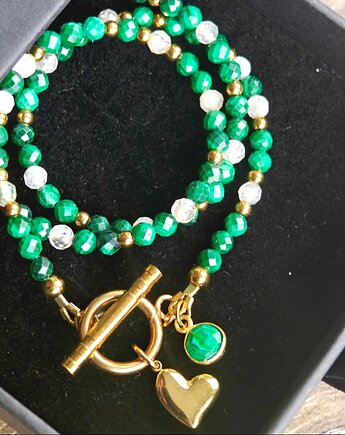 Klasyczny serce malachit cytryn, NESSING handmade