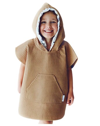 Ponczo Kąpielowe Bawełniane z Kapturem Muślinowym TOFFEE od BabyU, Sleepdo