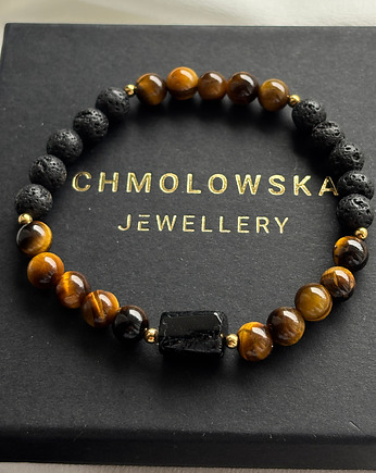 Bransoletka męska Turmalin i Tygrysie Oko, Chmolowska Jewellery