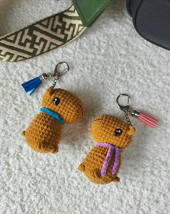 Kapibara breloczek, Zabawny brelok do torebki, Brelok szydełkowy, EcoToysByNastya