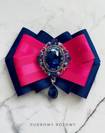 Brosza  z niesamowitym granatowym kryształem    NEW, Pudrowy Różowy