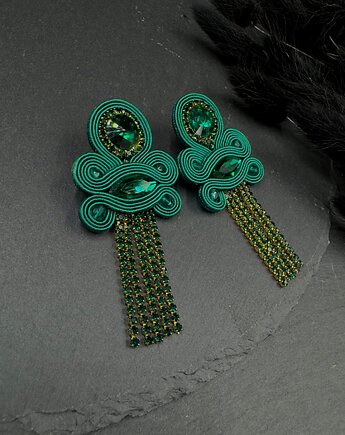 Zielone eleganckie kolczyki sutasz, Biżuteria Beatrice