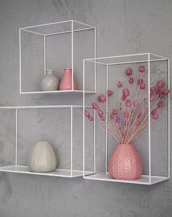 Komplet metalowych półek 3 szt. kolor biały, DEKORN