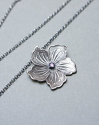 Flower /violet/ -  naszyjnik srebrny, OKAZJE - Prezent na Imieniny
