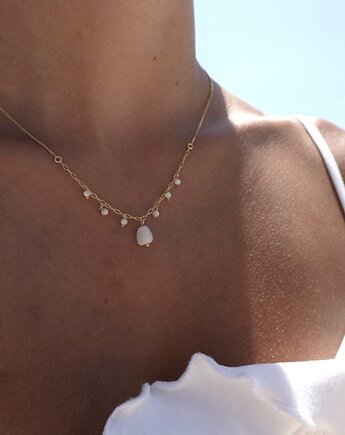 Srebrny naszyjnik  masa perłowa RADOŚĆ, ATdiament