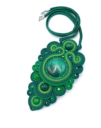 Wisiorek sutasz zielony z malachitem handmade leśny naszyjnik Estia, Katrina Rossa