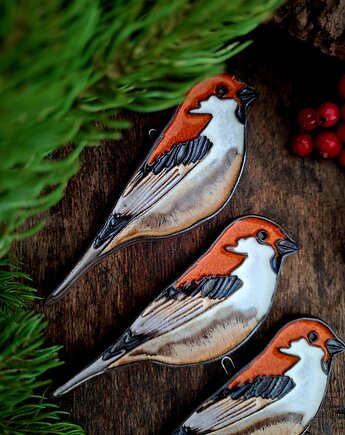 Ceramiczny ptak 3 sztuki dekoracja ścienna, Wooden Love