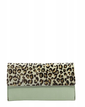 Portfel damski kopertówka skórzany klapka wzór regulowany pasek OLIVKA, Olivka Warsaw