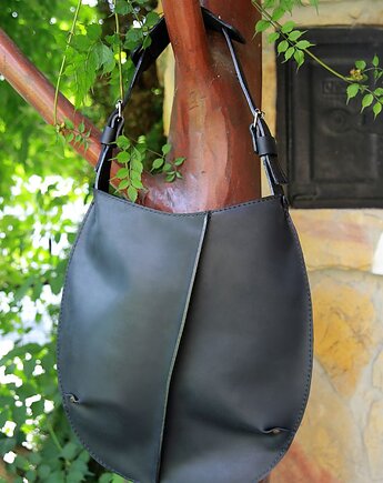 Torba skórzana damska czarna na ramię, NavahoClothing