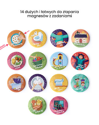 Zestaw magnesów z zadaniami dla przedszkolaka do PlanDniownika, Planu