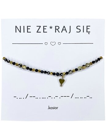 Bransoletka NIE ZESRAJ SIĘ - Jaspis dalmatyński, Spinel, Hematyt - Morse, karolina kosior
