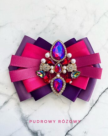 Brosza z kryształami w kolorze różowym  kameleon  New, Pudrowy Różowy