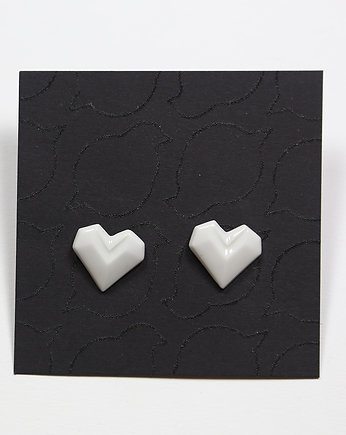 Kolczyki z Porcelany Origami Serce Białe, StehlikDesign