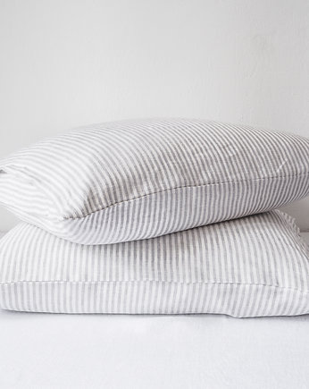 Lniana Poszewka Na Suwak GRAY STRIPES, so linen!