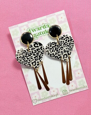 Kolczyki serduszka w panterę ze złotymi akcentami, Twarda Sztuka