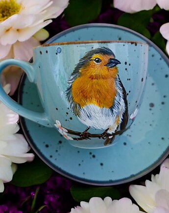 Rudzik filiżanka i spodek ręcznie malowane, Miniart10