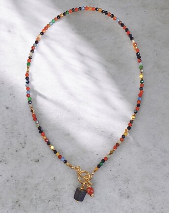 Agat jesienny : naszyjnik z karneolem i turmalinem, kaktusia