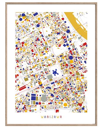 WARSZAWA centrum  plakat mapa, maps by P