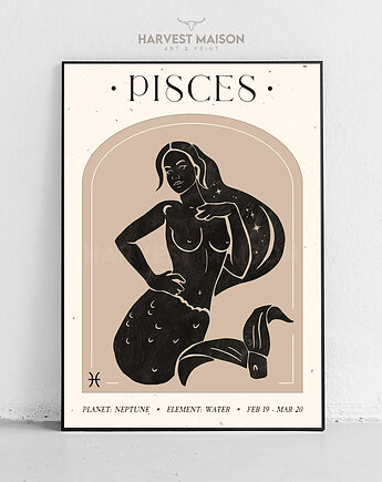 Plakat Pomysł na prezent Zodiakalna Kobieta Znak Zodiaku Ryby, Harvest Maison