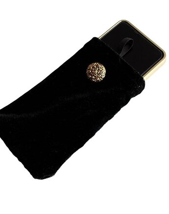 Luksusowe etui na telefon welurowe czarne, assembleage