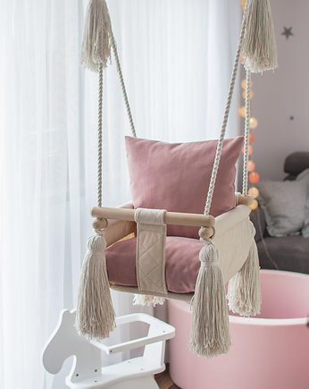Huśtawka dla dzieci z oparciem Baby Pink. , OhSwing