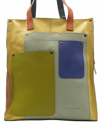 Torebka damska na ramię, shopper, duża, pojemna, mieści A4 skórzana OLIVKA, Olivka Warsaw