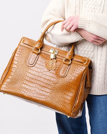 Torba skórzana Shopper - kolor rudy - mieści format A4 (7140 ), BOSCCOLO