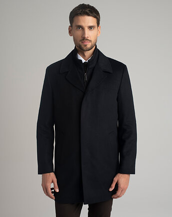 Wełniany płaszcz serre granatowy, BORGIO