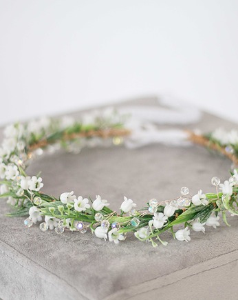 Wianek na głowę konwalie i kryształki, Lola White