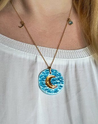 Naszyjnik pozłacany Księżyc Nad Oceanem Topazem Kolekcja Parian, ZIĘBA