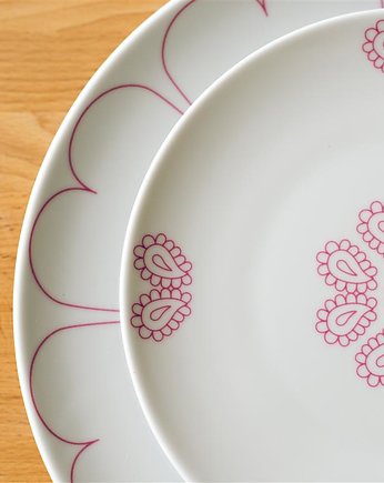 Porcelanowy talerz deserowy - Makatka Róż, OKAZJE - Prezent na 40 urodziny