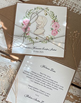 Personalizowana pamiątka komunii - Kartka na komunię z kopertą, sorte