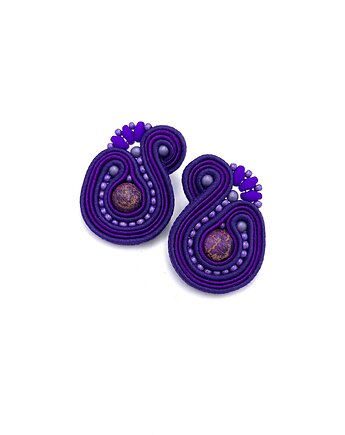 Kolczyki sutasz sztyfty fioletowe Mila małe z kulkami jaspisu, Katrina Rossa