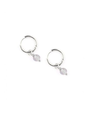 Labradoryt - kolczyki koła - srebrna stal szlachetna, Kulka Bransoletki