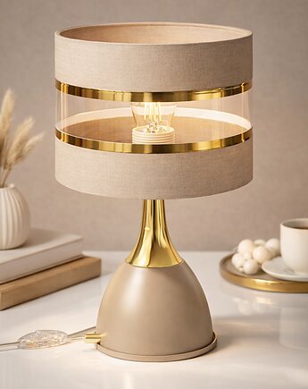 Lampka Nocna Kaszmirowo Złota Metalowa Włoski Design LED E27, SkyLighting