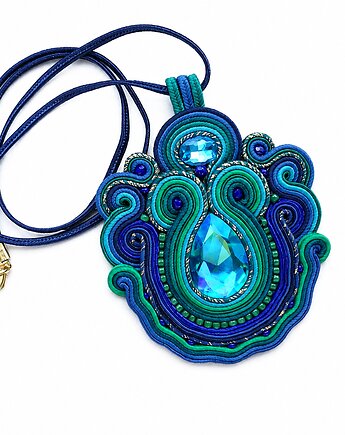 Zielono-granatowy wisior sutasz, Mró Soutache