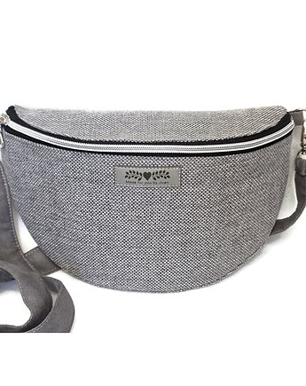 Szara nerka pleciony materiał boho na ramię, Made by Joan