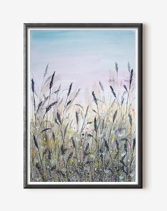 Promo! Oryginalna akwarela. Łąka  A3, Malgorzata Domanska