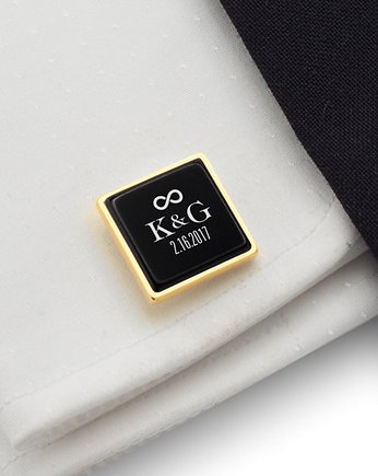 Ślubne złote spinki do mankietów z grawerem, ZaNa Design