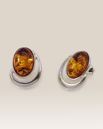 Kolczyki na sztyft z bursztynem koniak 17x13mm, ZaNa Design