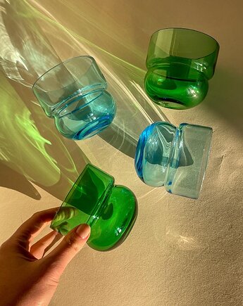 Zestaw Szklanek  RUNO - 2 SZTUKI (butelkowa zieleń) 220ml, FORMY PROSTE