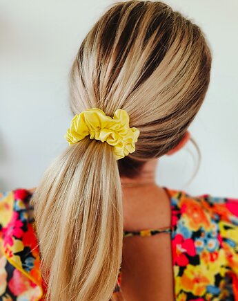 Gumka jedwabna, scrunchie, frotka lemon aura MIDI, Capillum