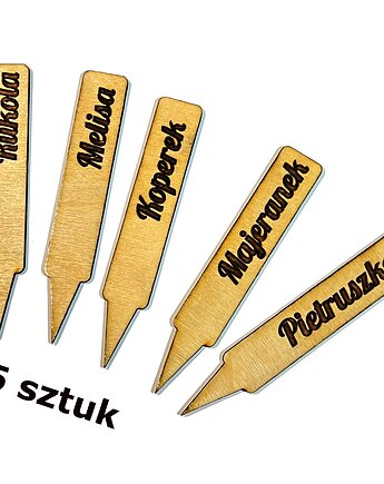 Tabliczki znaczniki do roślin kwiatów ziół  - 5 SZTUK - dowolny grawer!, HauWow Robione Recznie