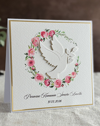 Kartka na komunię z ozdobną kopertą, 111e, Anna Art and Crafts