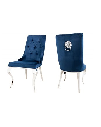 Krzesło pikowane glamour Barock Lion szafirowe 102cm, Home Design