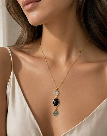 Naszyjnik HARMONIA,szlachetne  kamienie onyks labradoryt, Anemon Atelier