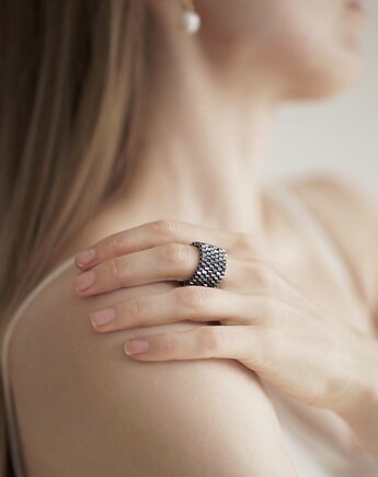 Pierścionek pleciony HONOUR hematyt, ZY.JEWELLERY