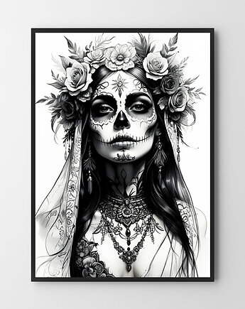 Plakat Czaszka Kobieta  Halloween, HOG STUDIO